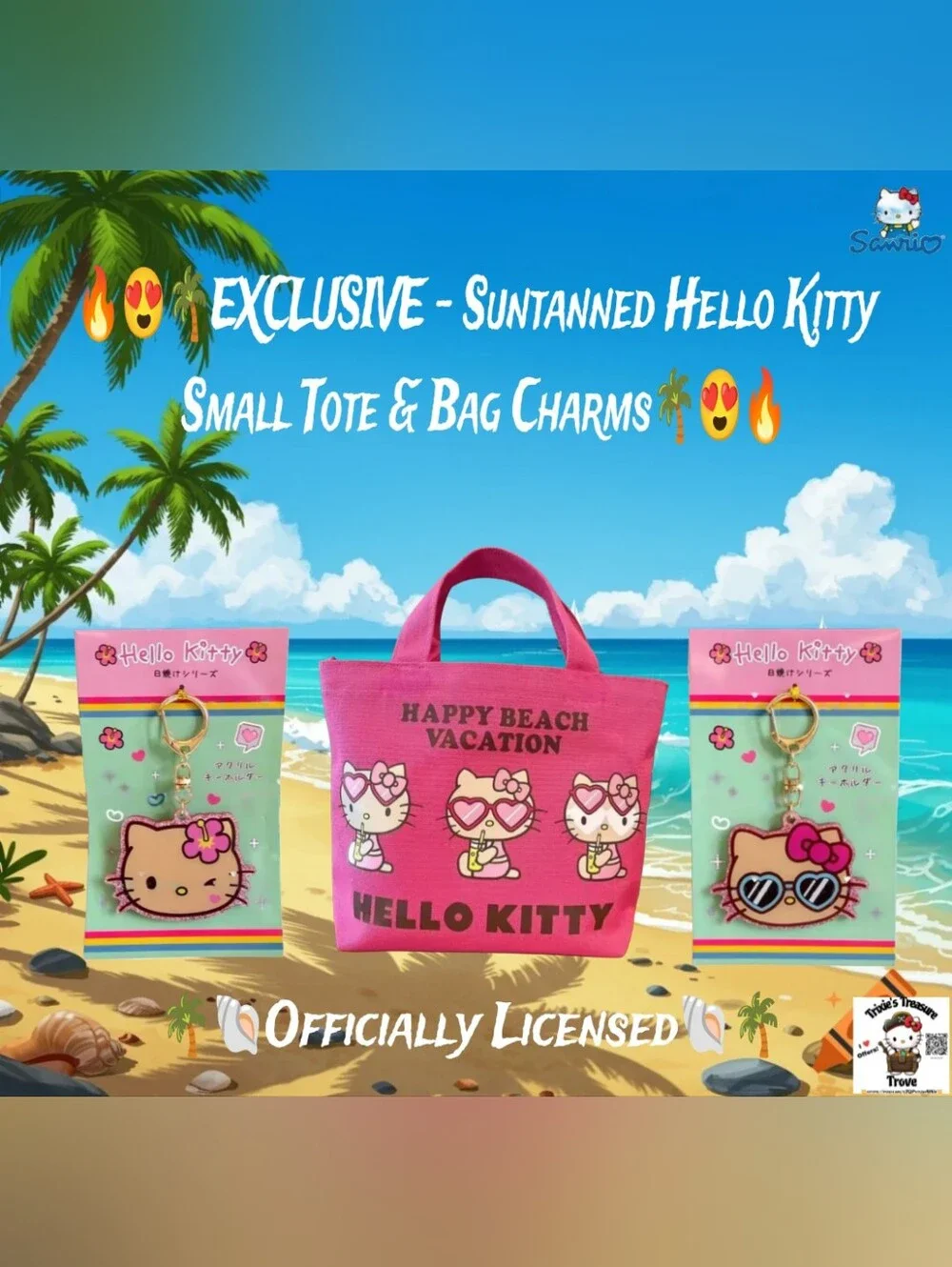 EXCLUSIVE - Officially Licensed Suntanned Hello Kitty Small Tote & Bag Charms
